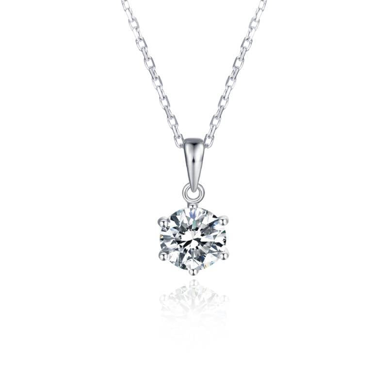 9/10/14/18k Rose Gold Platinum Gold Clavicle Chain Classic Simple Style Six Prongs1Carat Moissanite Necklace