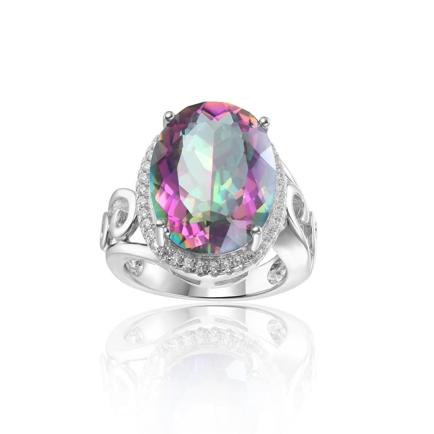 Luxurious Design Gemstone Ring Fashion s925Silver Inlaid Colorful Gemstone Crystal Ring