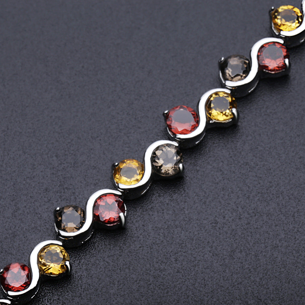 Luxury Jewelry Accessories Natural Gemstone Bracelet Unique Design Sense s925Silver Inlaid Gemstone Bracelet