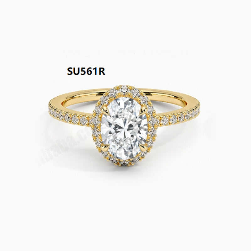 ins Wind9/10/14/18k Gold Ring Inlay1Carat Moissanite Wedding Ring Simple Design