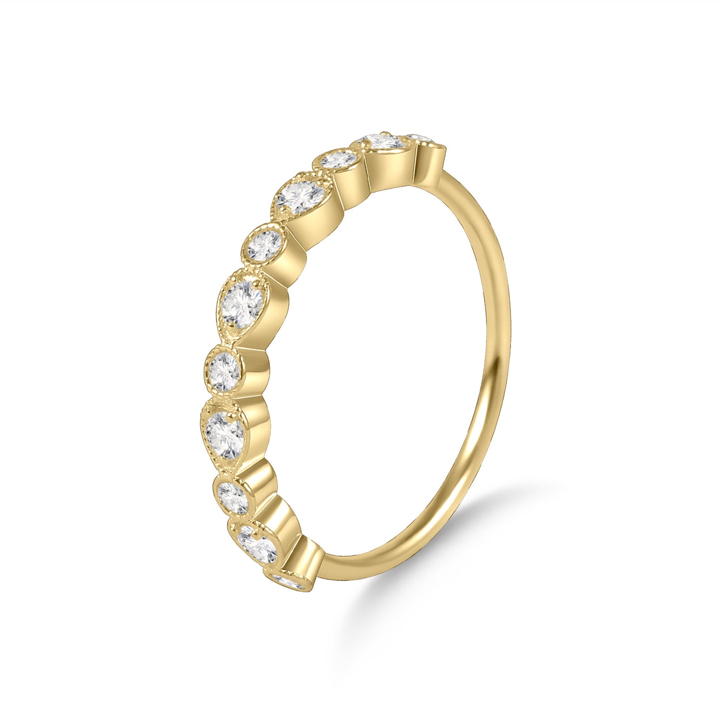 Original Design s925Sterling Silver Moissanite Ring Thin Gold Dawn Series Small Ring Crushed Diamond Ring
