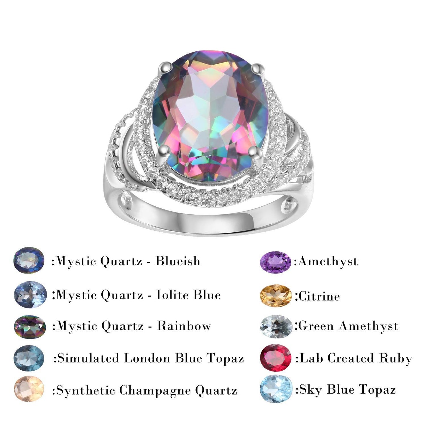 s925Sterling Silver Natural Topaz Ring Fashionable Luxurious High-end Inlay6Carat Colored Gemstone Ring