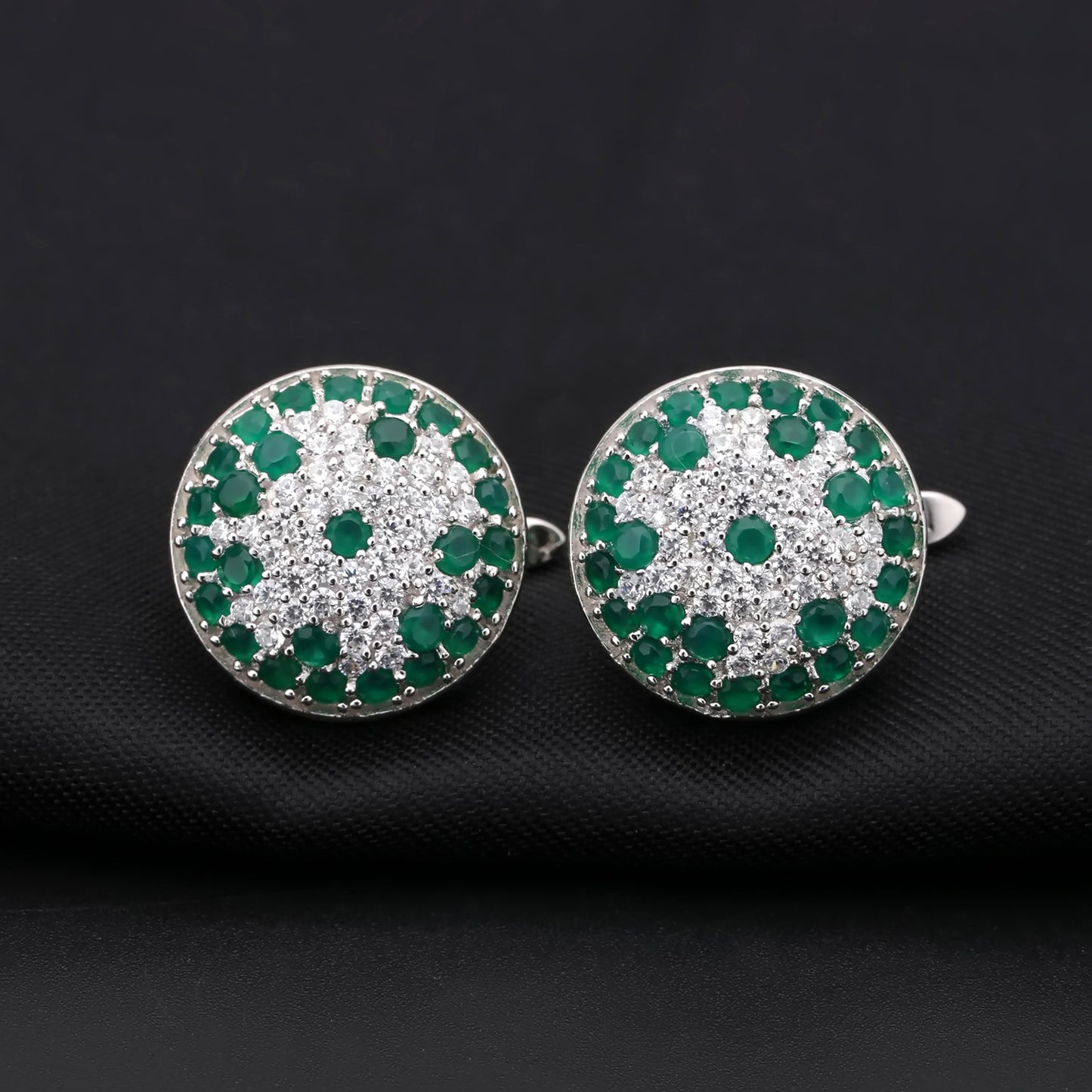 Natural Green Agate Earrings Jewelry Vintage Luxurious Gemstone s925Sterling Silver Inlaid Natural Colored Gems Stud Earrings
