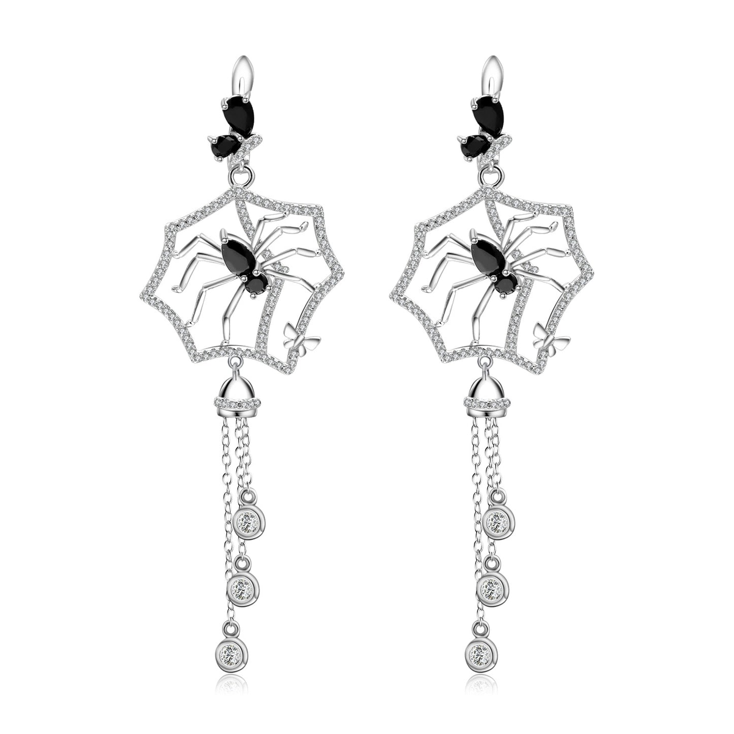 Dark Series Designer Tassel Earrings Spider Series Design s925Silver Inlaid Gemstone Earrings