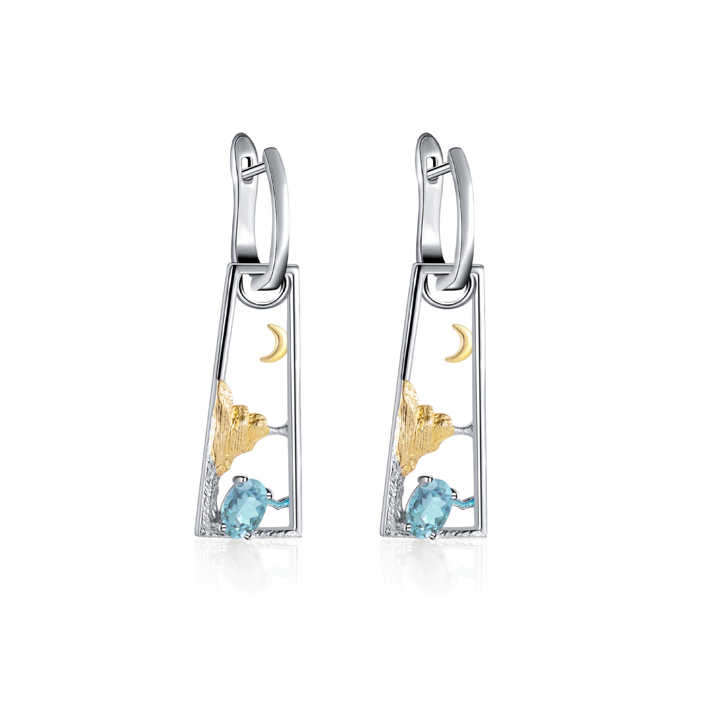 Good-looking ins Wind Earrings925Sterling Silver Earrings Natural Topaz Amethyst Peridot Original Design Earrings