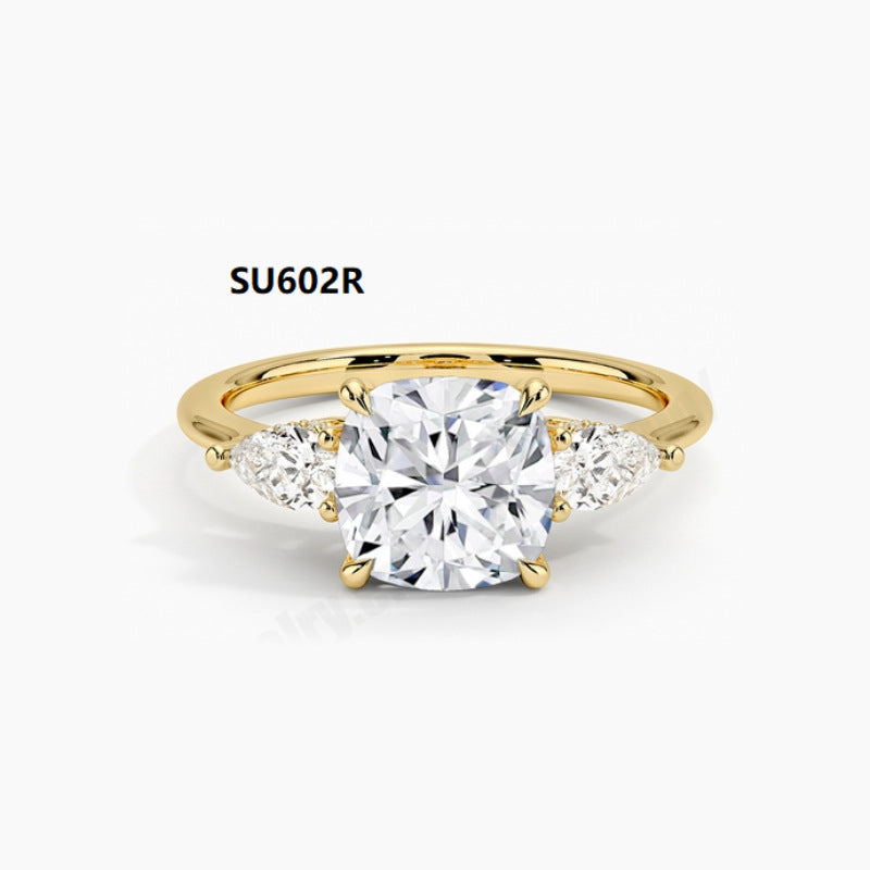 Light Luxury High-End Sense18k Gold Platinum Ring Inlaid with Moissanite1Carat Wedding Ring9/10/14k Gold Ring Setting