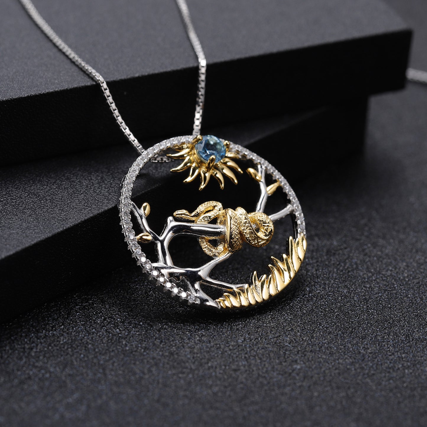 Designer Chinese Style Element Pendant Zodiac Series Snake 925Silver Natural Gemstone Necklace Pendant