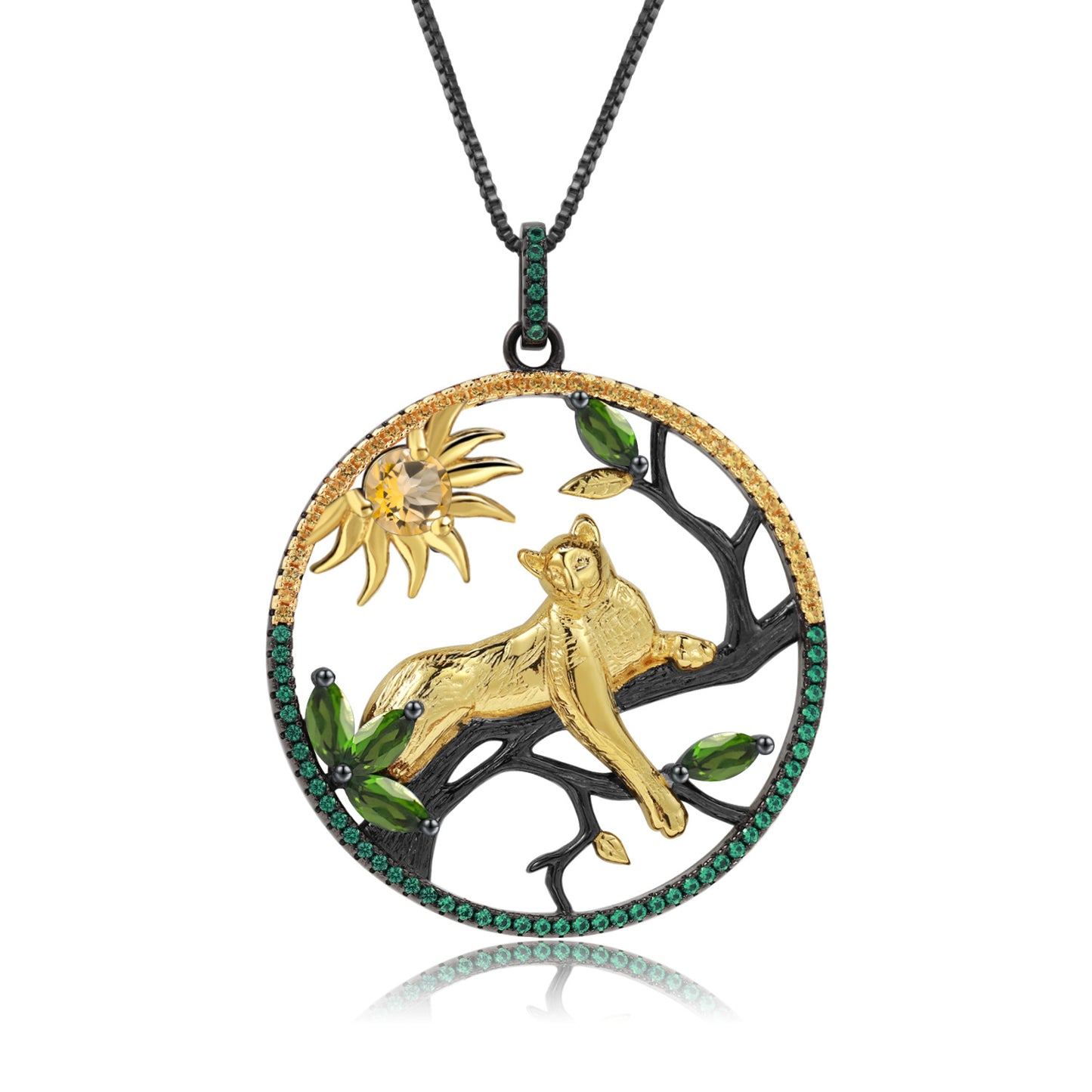 Designer High-End Gemstone Pendant Animal Tiger Element Design925Silver Natural Garnet Necklace Pendant