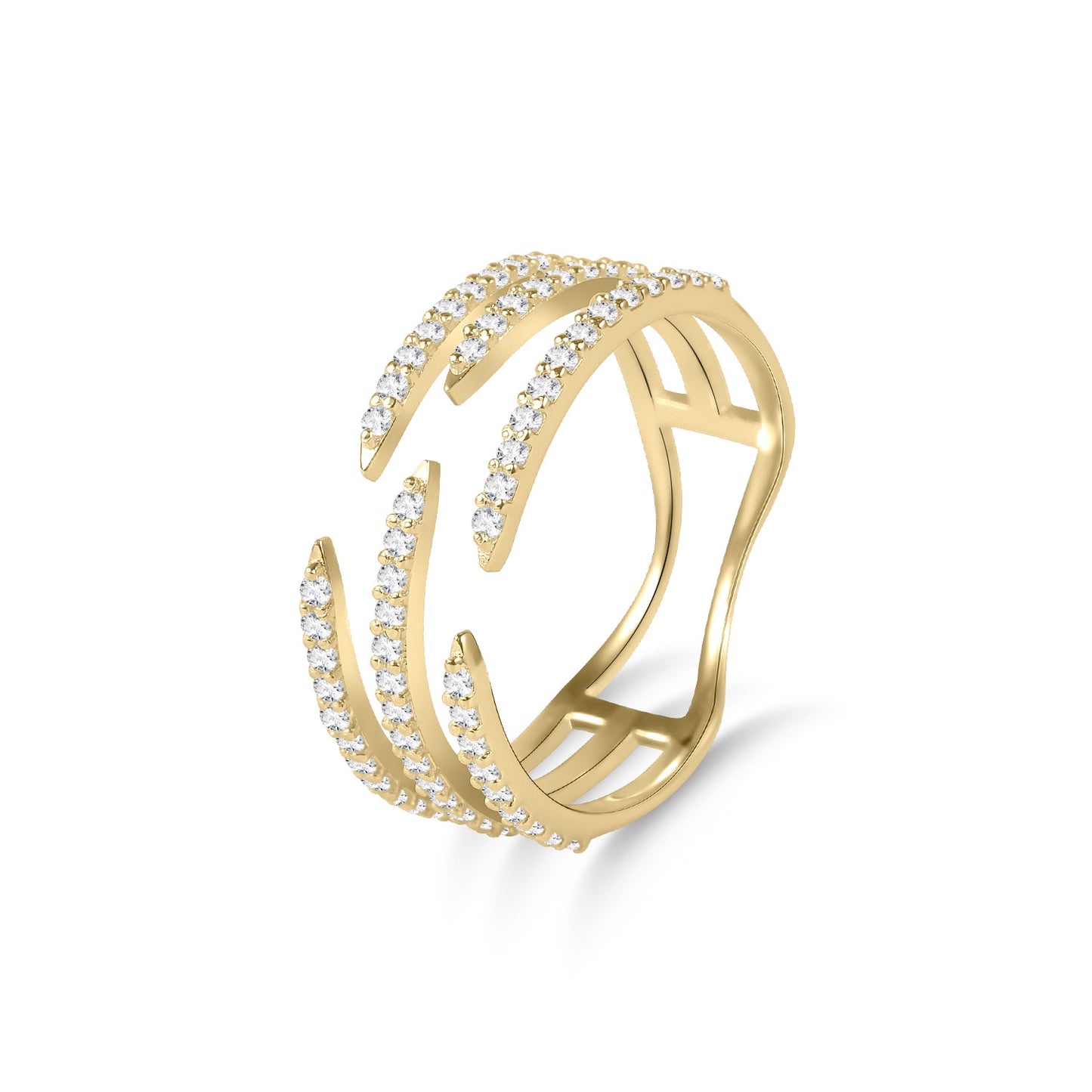 Niche Design Open Ring s925Silver Inlay Moissanite Ring Golden Dawn Series Small Ring