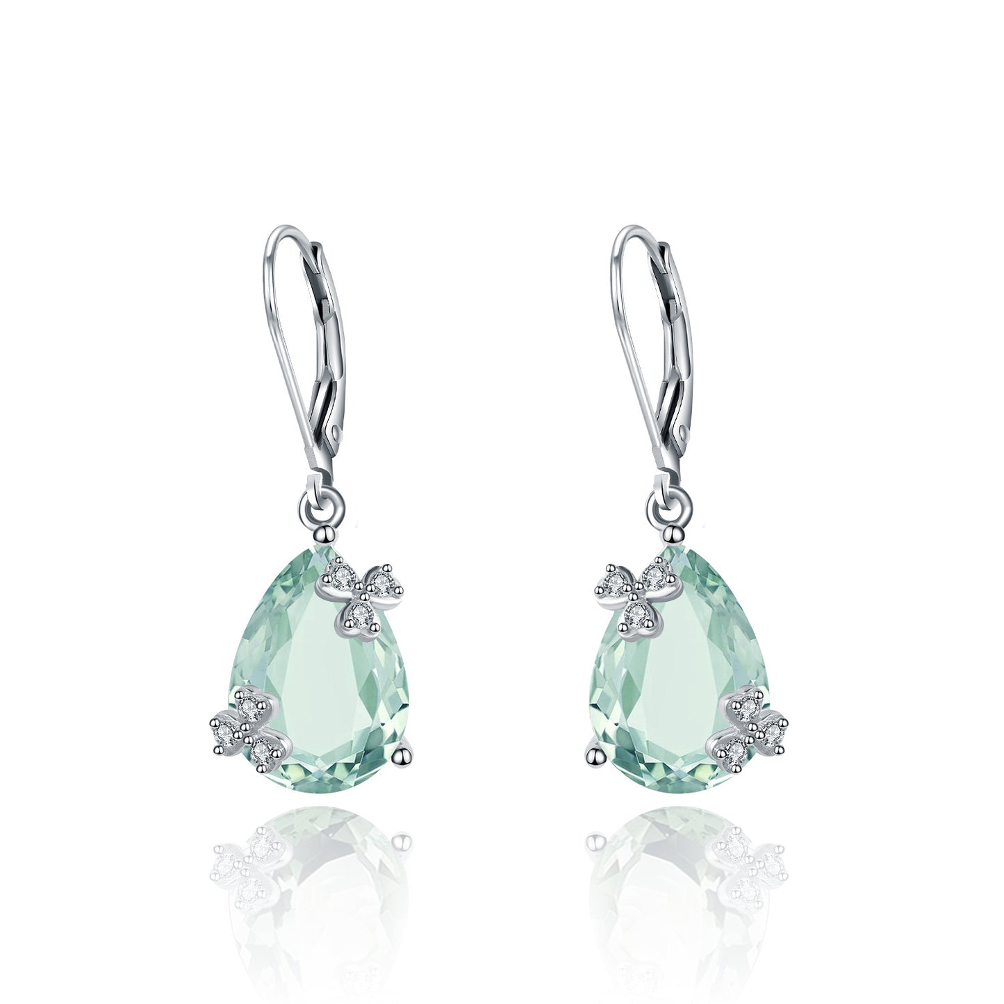 s925Silver Natural Green Amethyst Stud Earrings Jewelry Unique Light Luxury Inlaid Gemstone Natural Colorful Earrings Drop Earrings