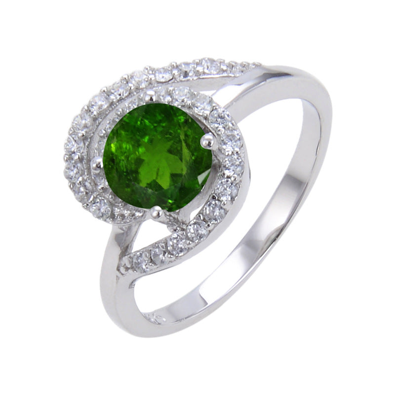 Unique Design Natural Topaz Ring s925Sterling Silver Inlaid Garnet Ring Colorful Gemstone Ring