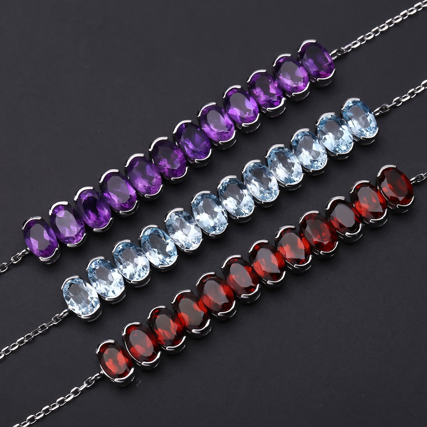 Fashion Luxurious Natural Gemstone Bracelet for Women Unique and Elegant s925Sterling Silver Inlaid Colorful Gemstone Bracelet