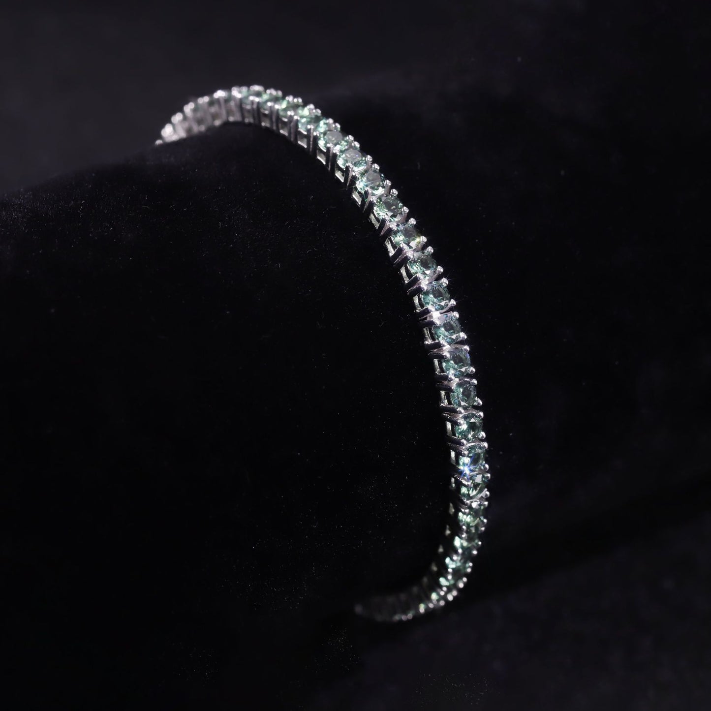 Luxurious Green Gemstone Bracelet3/4/5mm Tennis Chain s925Sterling Silver Inlaid Cultivated Green Spinel Bracelet for Women