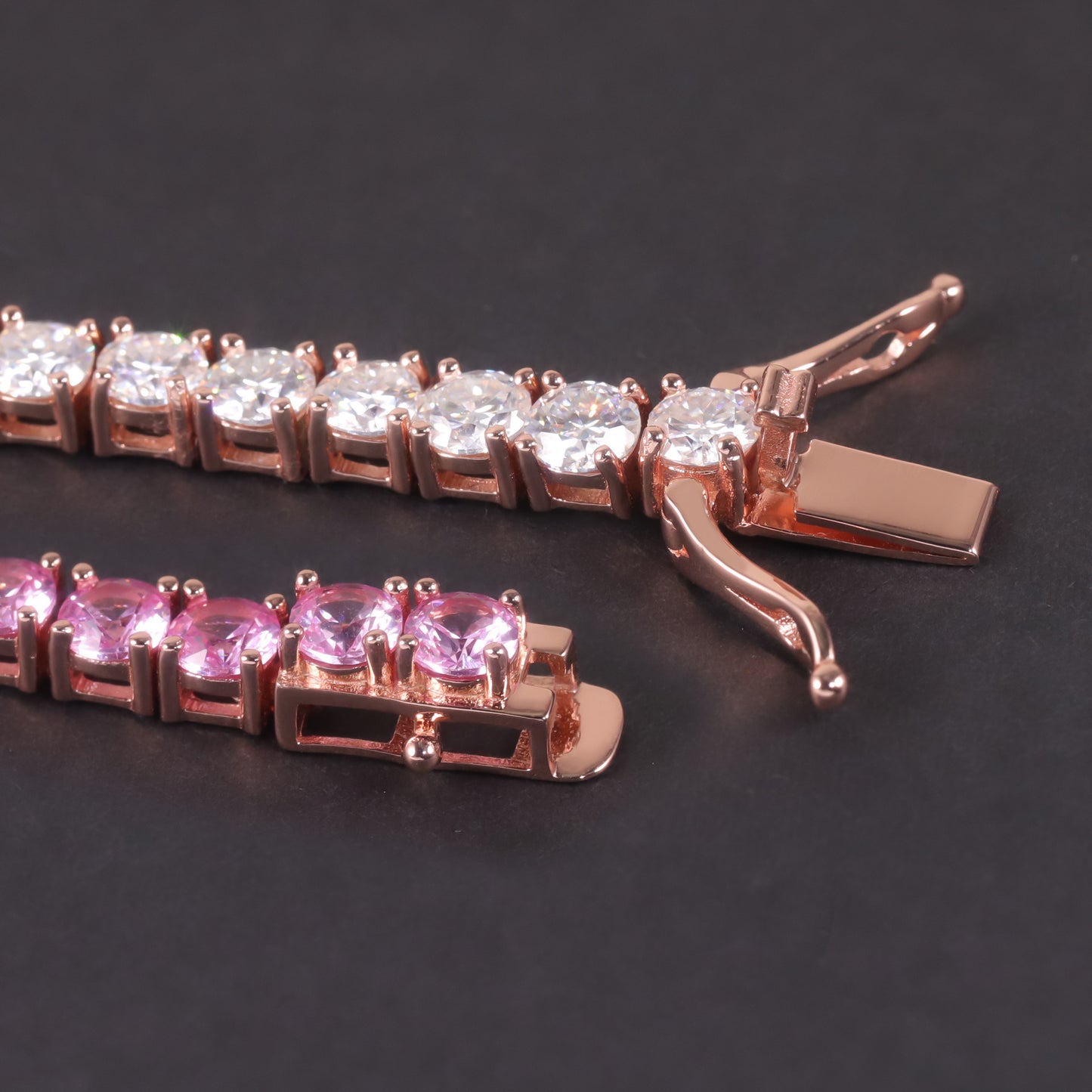 ins Moissanite Bracelet3/4/5mm Color Block Tennis Chain s925Sterling Silver Cultivated Sapphire Pink Bracelet