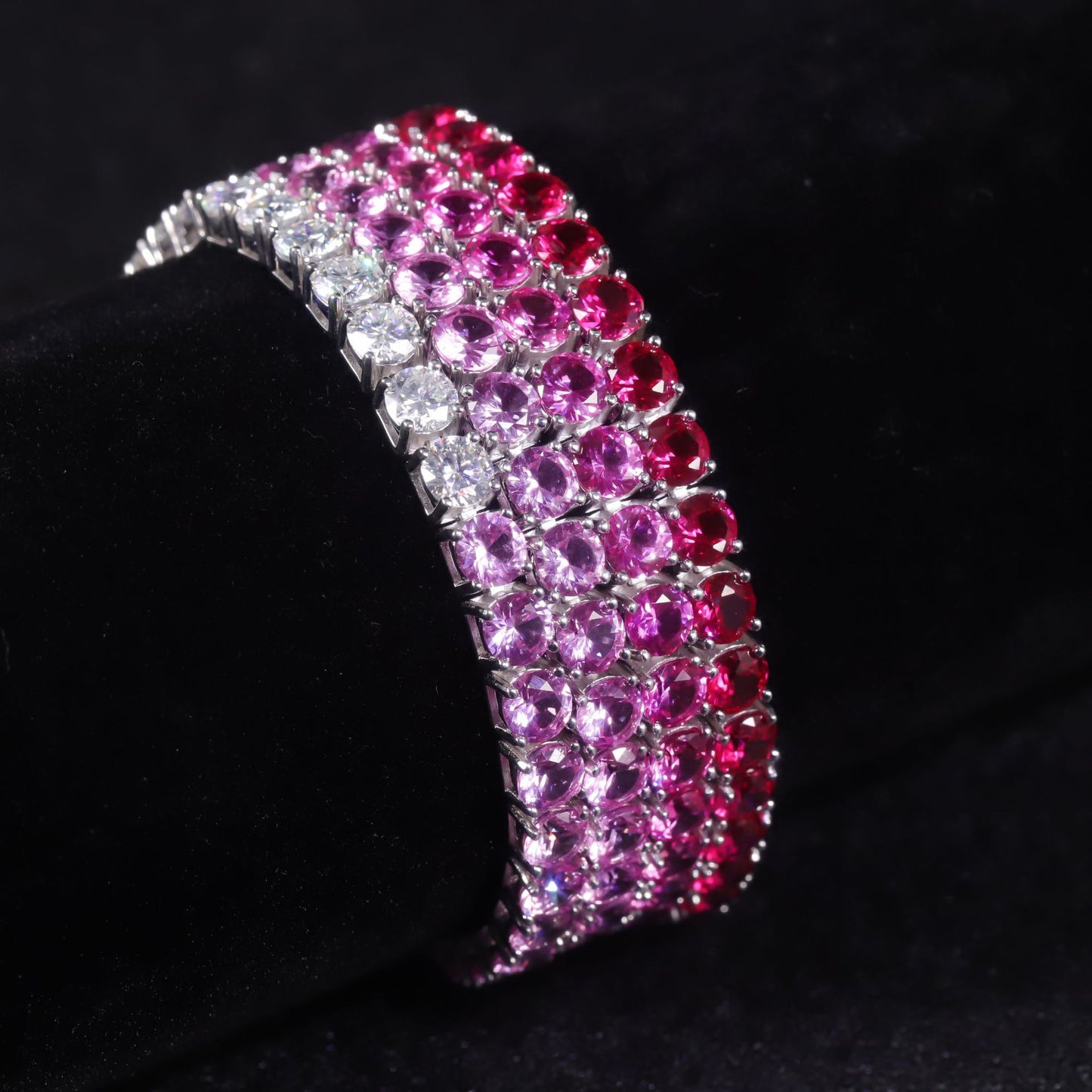 2024Trendy Bracelets3/4/5mm Tennis Chain s925Sterling Silver Inlaid Red Sapphire Moissanite Bracelet