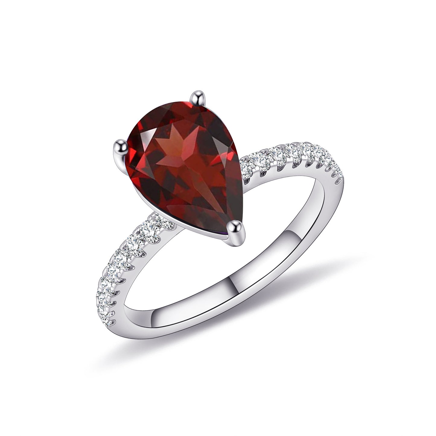 Minimalist Pear-Shaped Gemstone Ring7*9mm Drop-Shaped s925Silver Inlaid Colorful Gemstone Ring Stackable Wedding Ring
