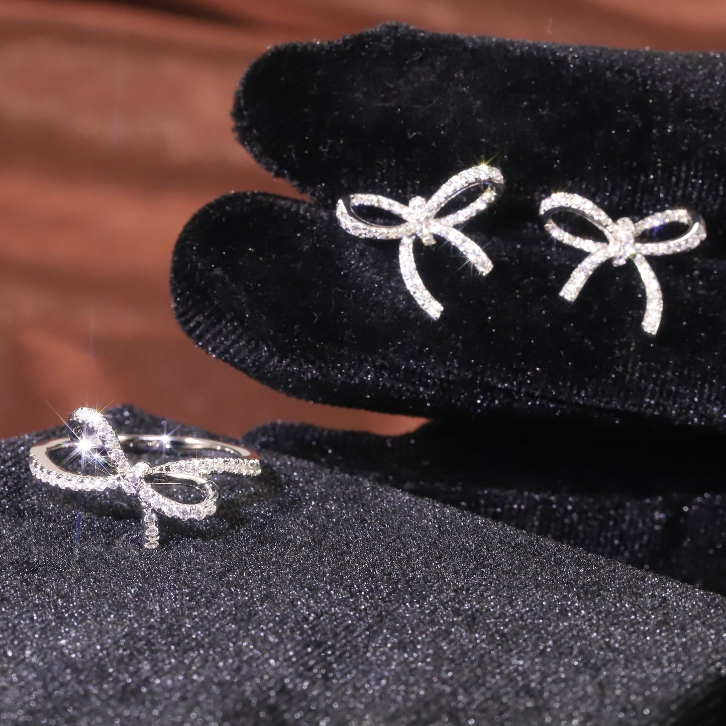 Luxury Jewelry Sweet Bowknot Diamond Ring Full Body9/10/14/18k Gold Cultivated Diamond Ring for Women