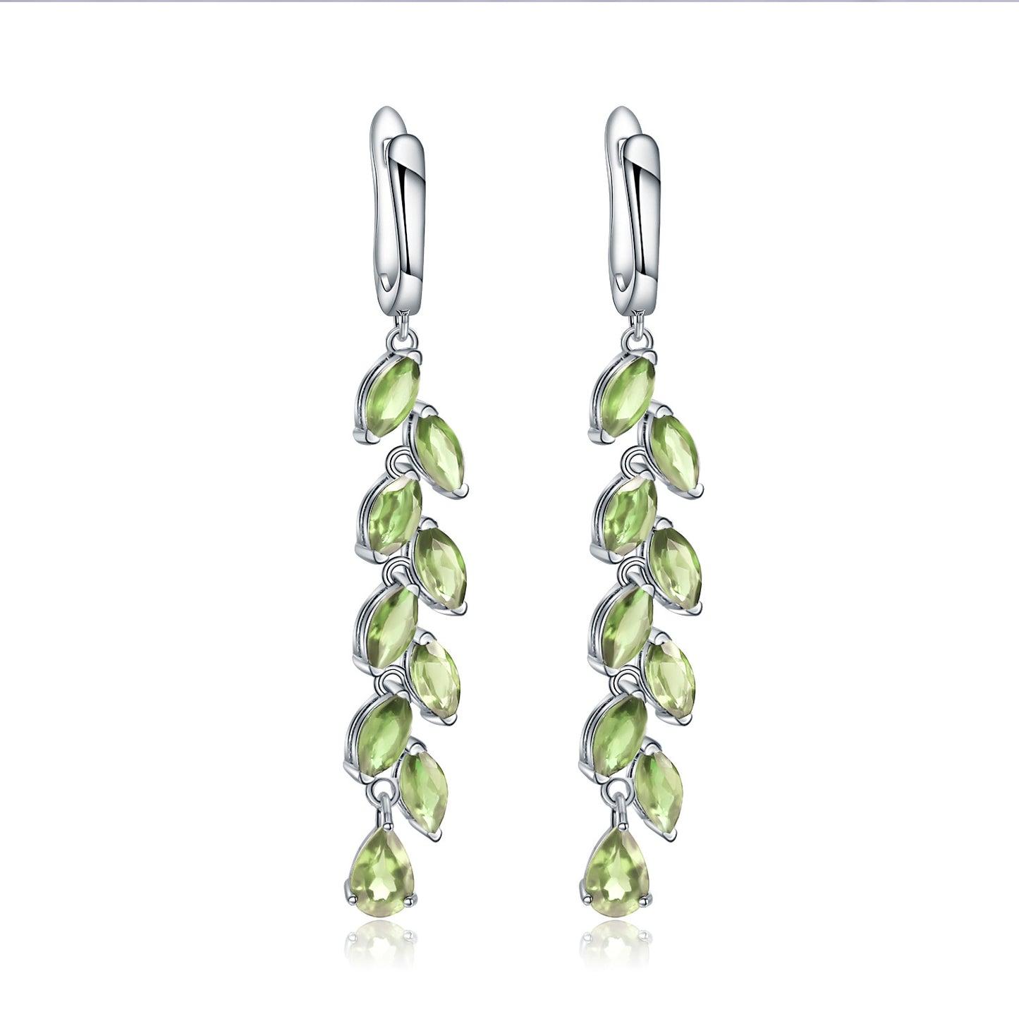 Luxury Fashion Natural Peridot Earrings Sense of Design s925Silver Inlaid Natural Gemstone Earrings