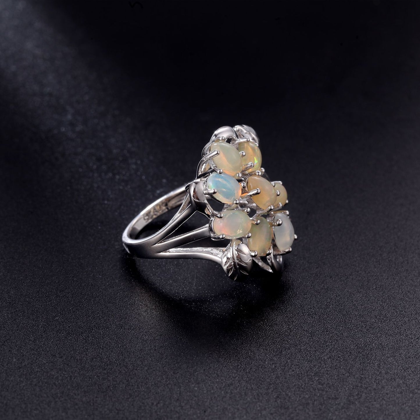 Floral Natural Topaz Garnet Ring Personality s925Silver Translucent Diaspore Gemstone Ring Hot Sale