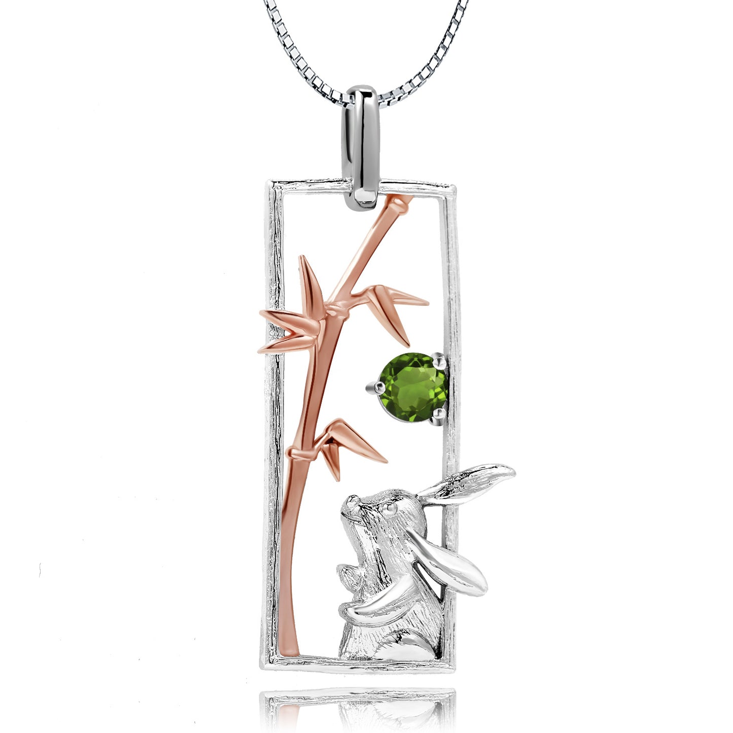 Designer High-End Jade Rabbit Pendant Natural Style Design925Silver Natural Topaz Necklace Pendant