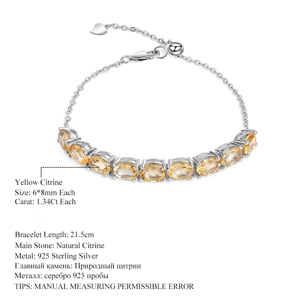 Luxurious Fashion Natural Yellow Crystal Bracelet for Women Temperament Matching s925Silver Inlaid Gemstone Natural Colorful Gem Bracelet
