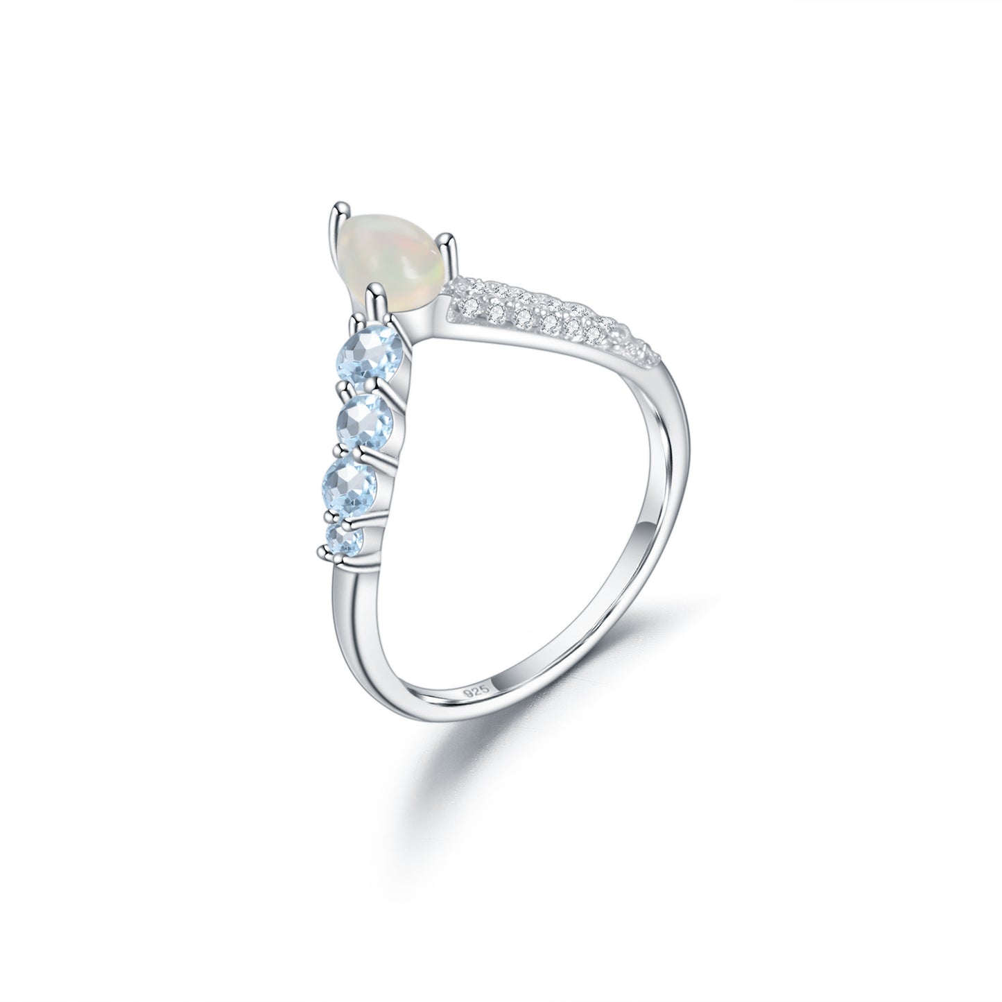 Design Sense Light Luxury High-end Natural Gemstone Ring Prosperous Series s925Silver Inlaid Natural Gemstone Ring