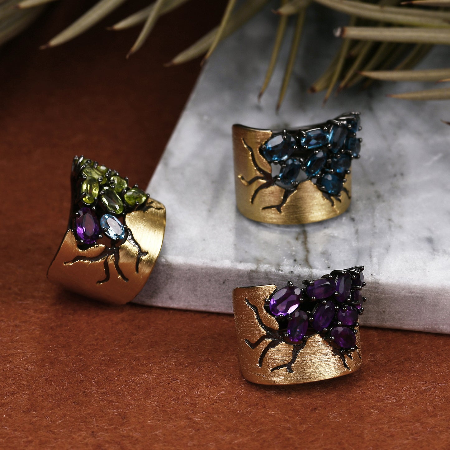 Designer Italian Craft Vintage Style Ring Russia s925Sterling Silver Inlaid Gemstone Natural Amethyst Ring