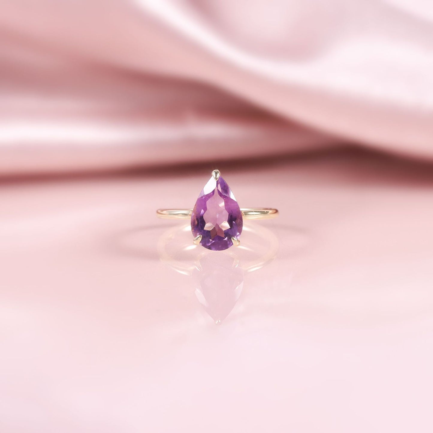 Fresh3Carat Ring s925Sterling Silver Inlaid Natural Crystal Topaz Water Drop Pear-Shaped Ring Large Main Stone for Women