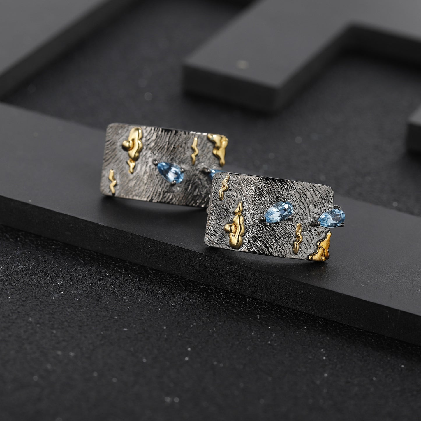 Designer High-End Gemstone Earrings Italian Craftsmanship Retro925Silver Natural Topaz Stud Earrings