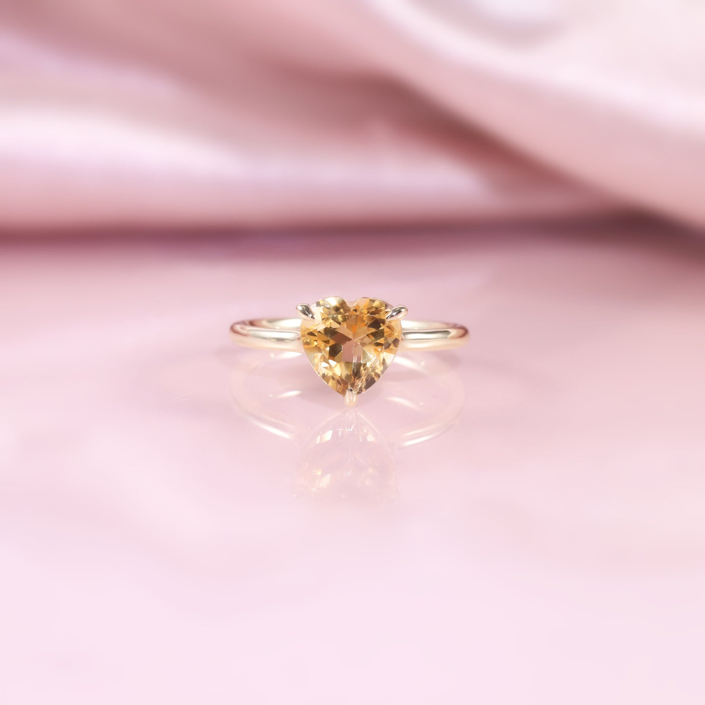 Love2Carat Gemstone Ring s925Sterling Silver Inlaid Natural Garnet Topaz Heart-Shaped Ring Wedding Ring