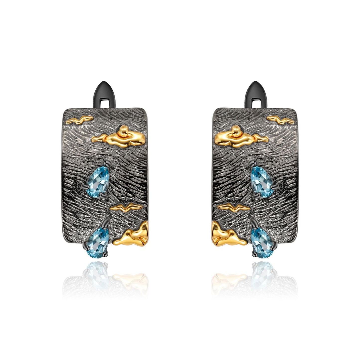 Designer High-End Gemstone Earrings Italian Craftsmanship Retro925Silver Natural Topaz Stud Earrings