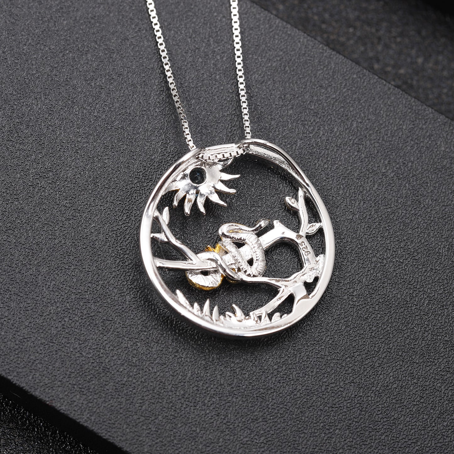 Designer Chinese Style Element Pendant Zodiac Series Snake 925Silver Natural Gemstone Necklace Pendant