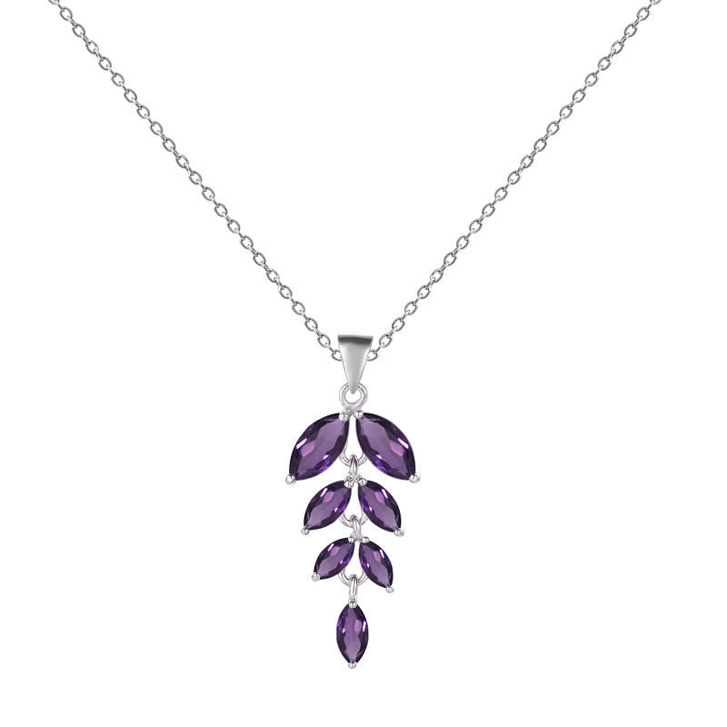 Fashionable Design Stone Necklace Pendant Niche925Sterling Silver Inlaid with Natural Gemstones and Cross Chain Pendant Necklace