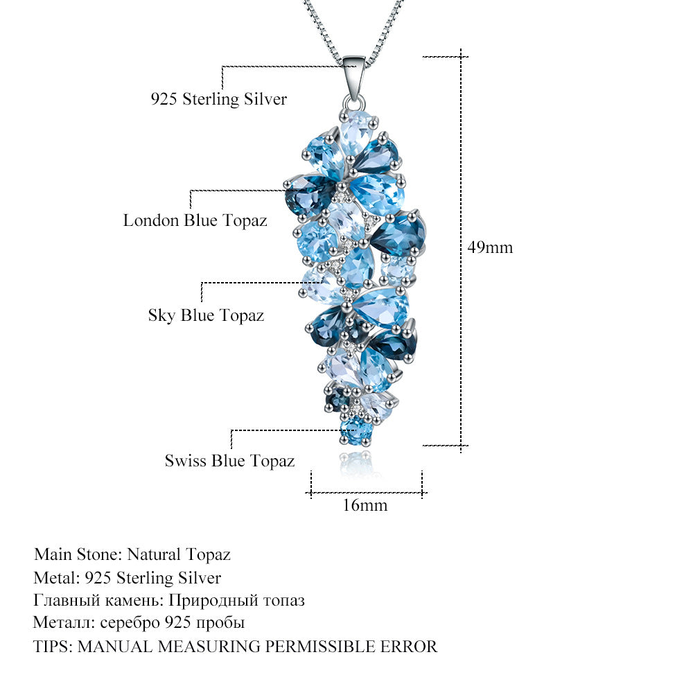 Design Sense Natural Gemstone Pure Silver Pendant Personality Grape Cluster Shape Garnet925Silver Crystal Necklace Pendant