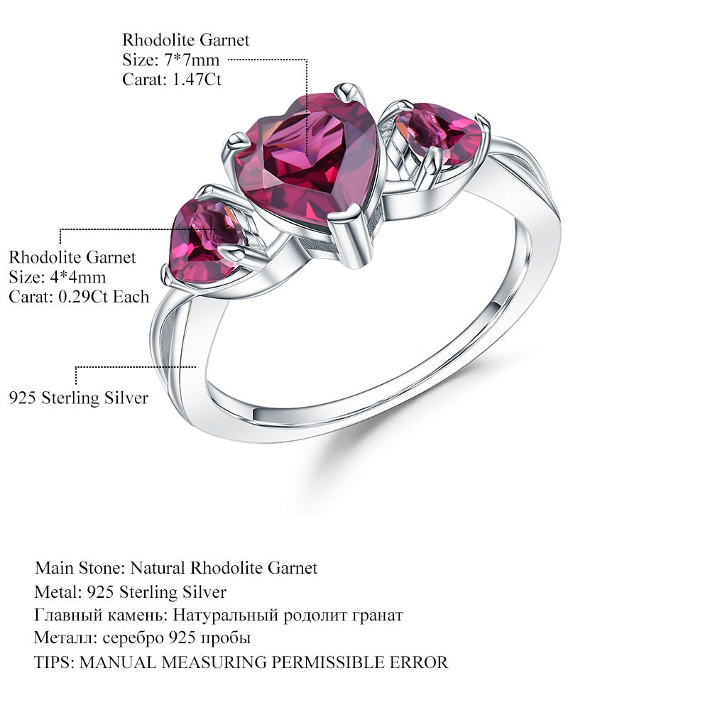Natural Amethyst Ring for Women Luxurious and Sophisticated Heart Gemstone s925Silver Inlaid Natural Gemstone Ring