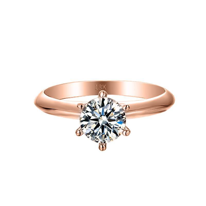 Classic Simple Six-Claw1Carat Moissanite Ring9/10/14/18k Rose Gold White Gold Yellow Gold Rings for Men and Women