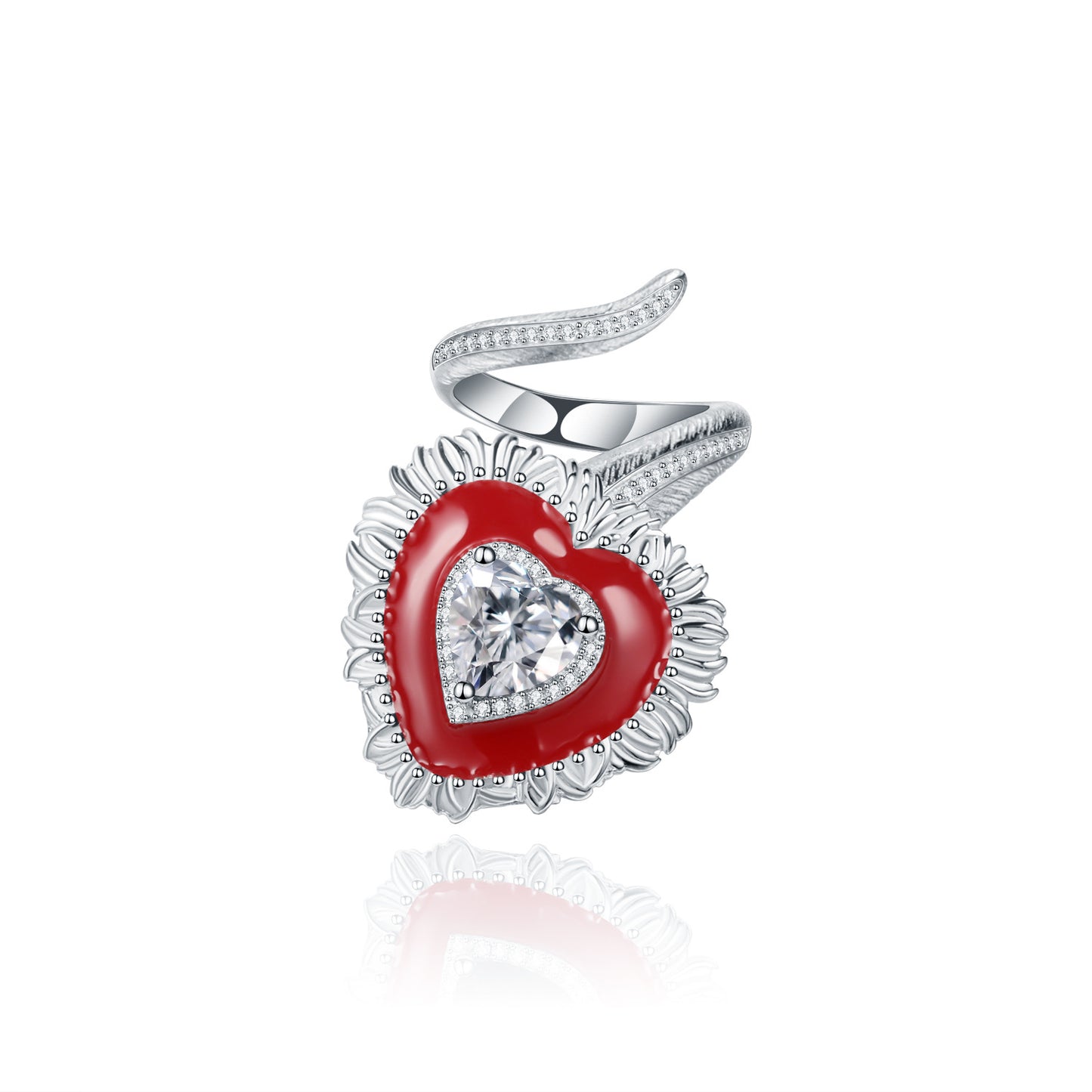 Designer Natural Garnet Ring Heart Design Sense Gift s925Silver Color Gemstone Ring