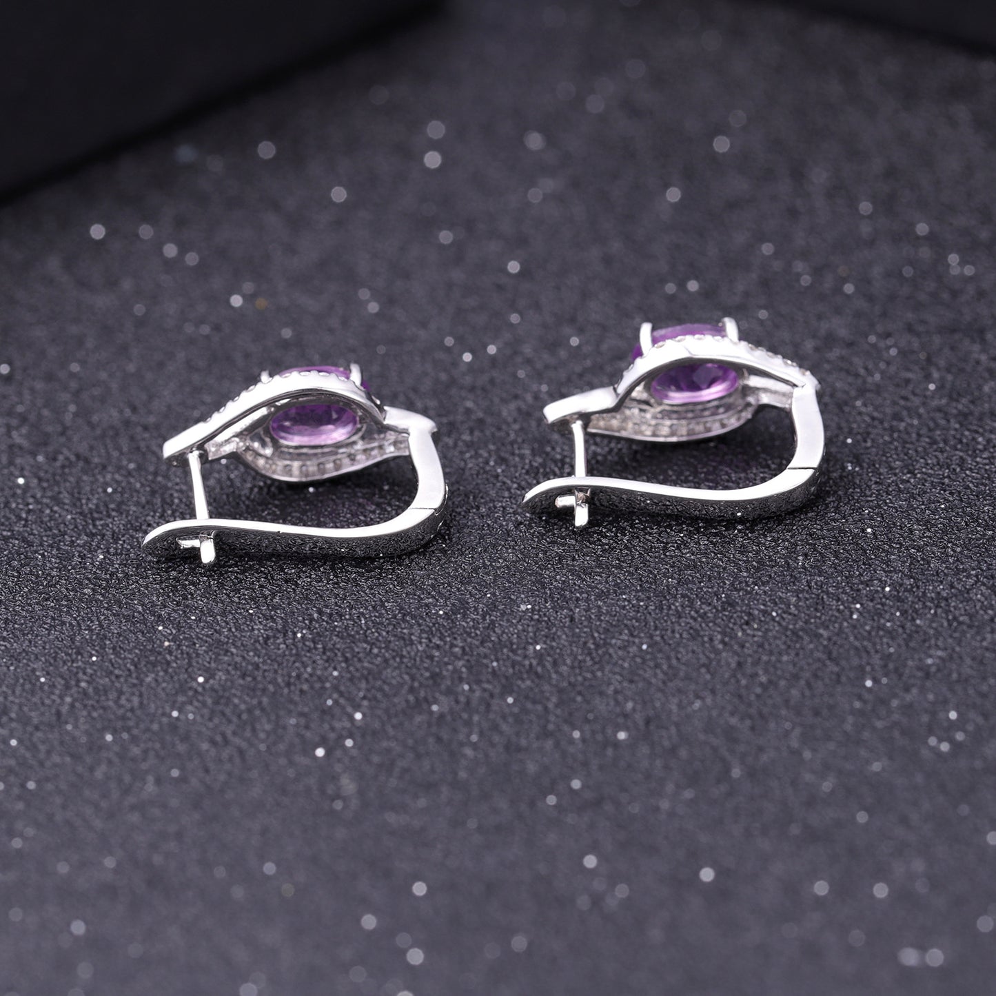 New Style Elegant Natural Purple Crystal Topaz Sapphire Earrings Exquisite Retro s925Silver Gemstone Earrings