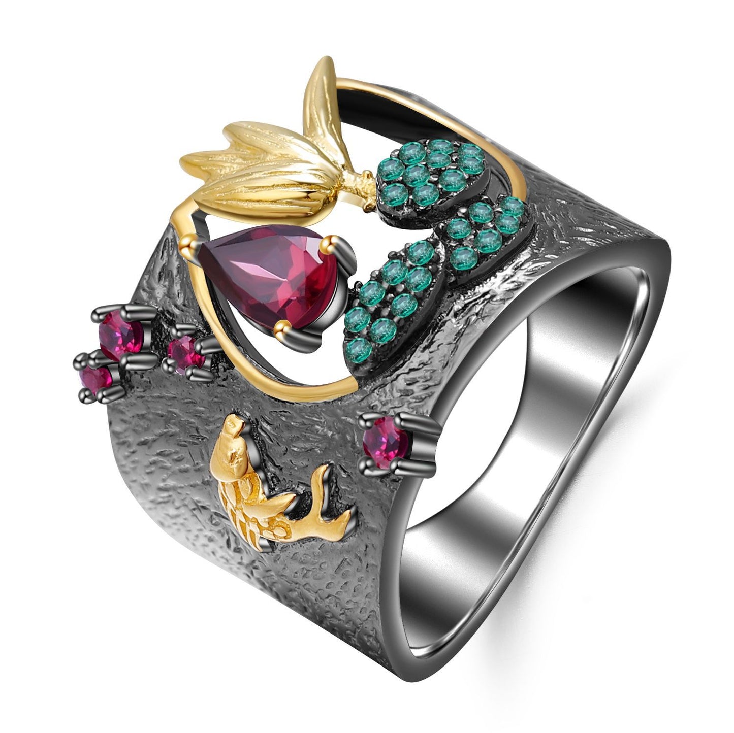 Secret Garden Series Designer Ring Natural Style Chinese Style s925Sterling Silver Natural Rose Garnet Ring