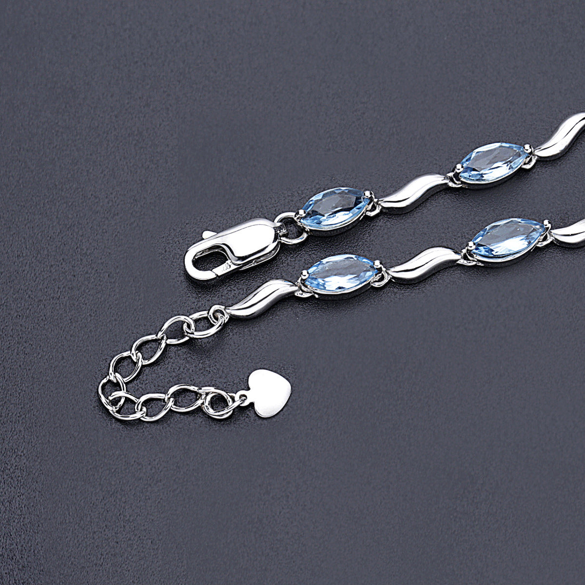 Simple Fashion Natural Topaz Bracelet for Women Sense of Design s925Silver Inlaid Natural Gemstone Bracelet