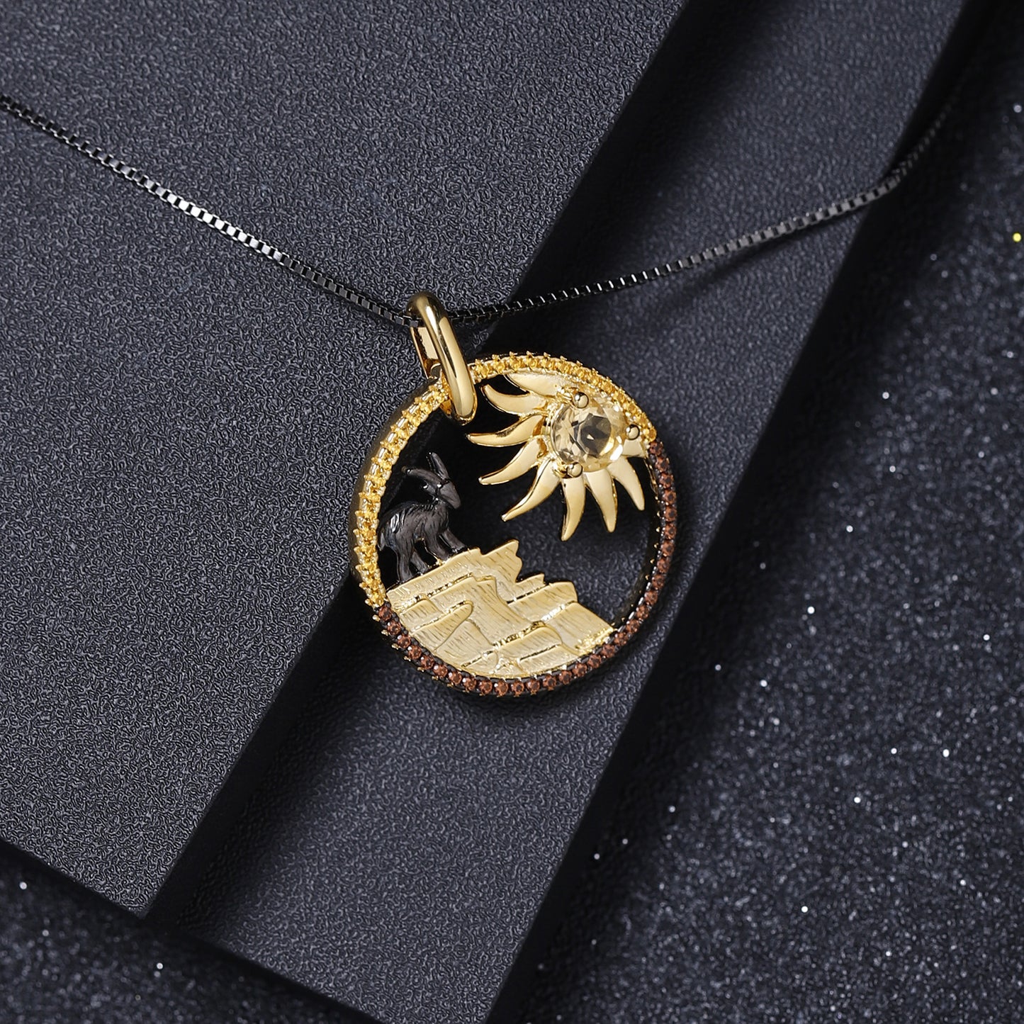 Designer High-Grade Gem Pendant Animal Nature Style Design925Silver Natural Yellow Crystal Necklace Pendant