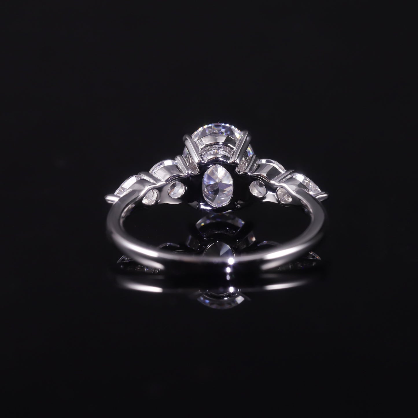 Fashion Foreign Trade s925Sterling Silver Inlaid with Moissanite2Carat Oval Large Main Stone Ring