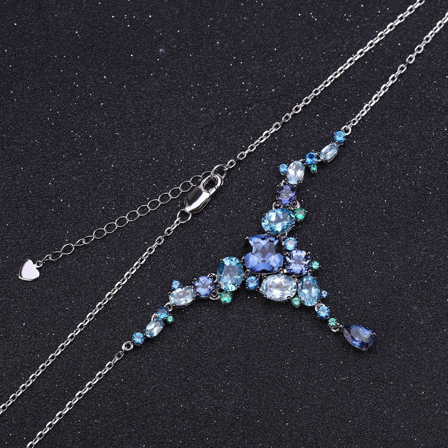 Designer High-End Luxurious Jewelry Set s925Silver Natural Topaz Ring Earrings Pendant