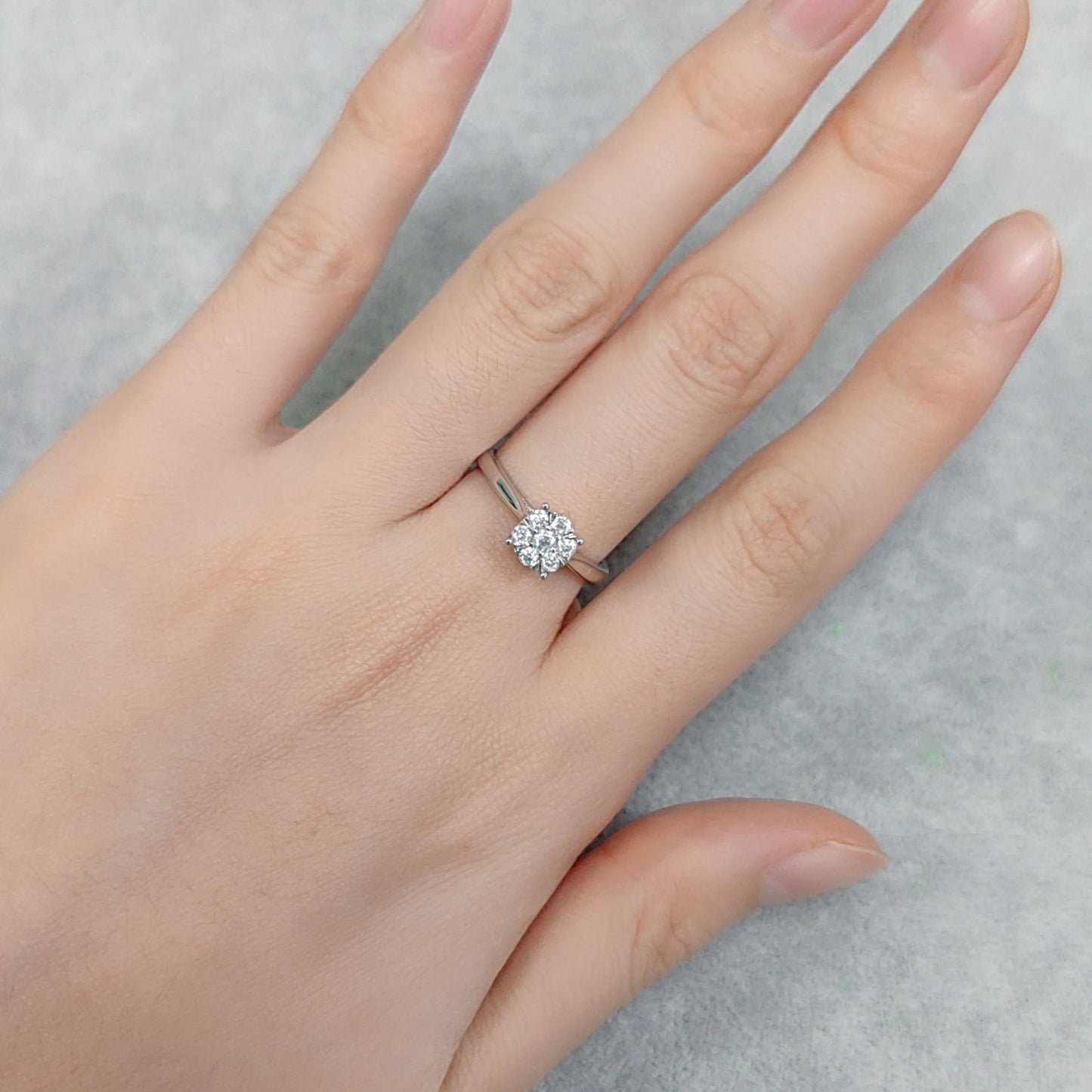 Elegant Cluster with Crushed Diamonds9/10/14/18k White Gold Rose Gold Yellow Gold Ring Small Cultivated Diamond Ring