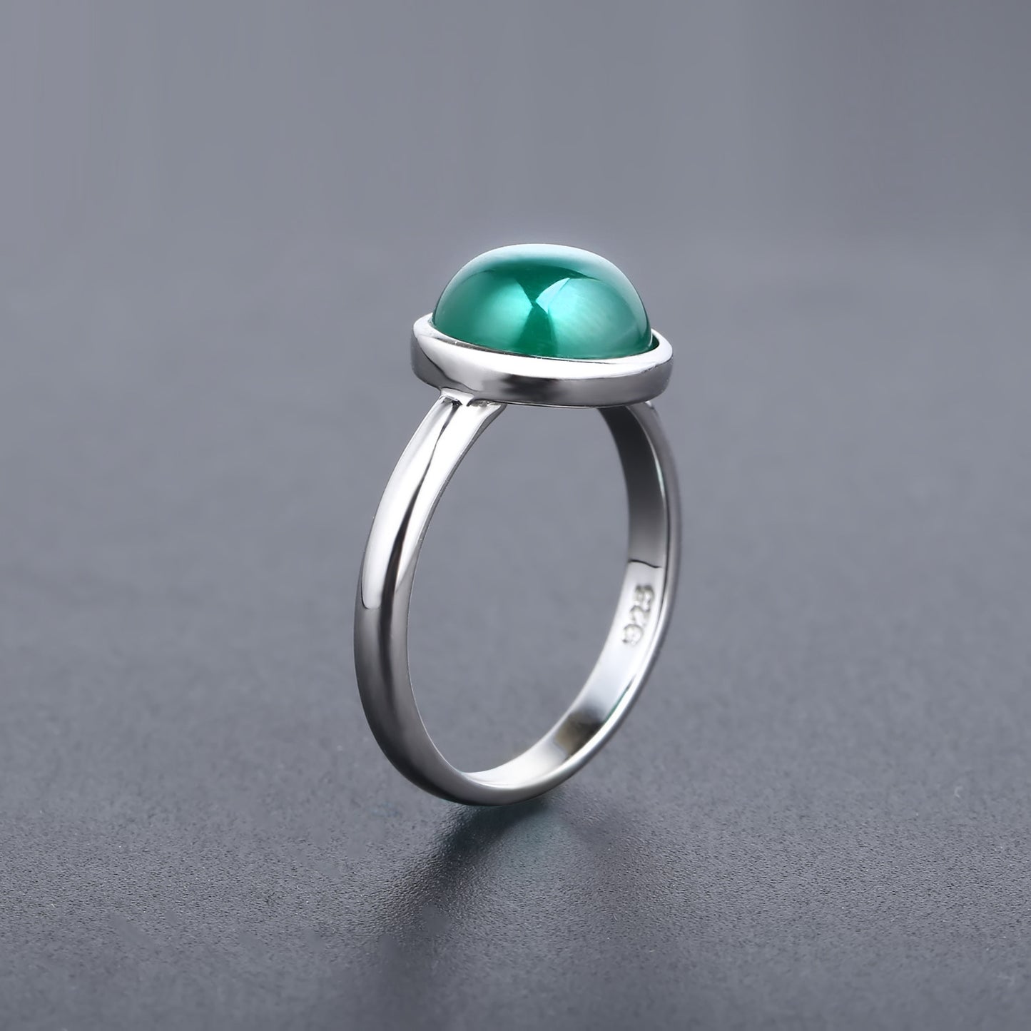 Factory Direct Supply Green Agate Gemstone Ring for Women New Simple Inlaid Natural Gemstone s925Silver ring