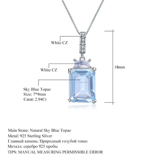 Natural Topaz Necklace Pendant Fashionable Light Luxury High-end Feel s925Sterling Silver Inlaid Natural Gemstone Necklace