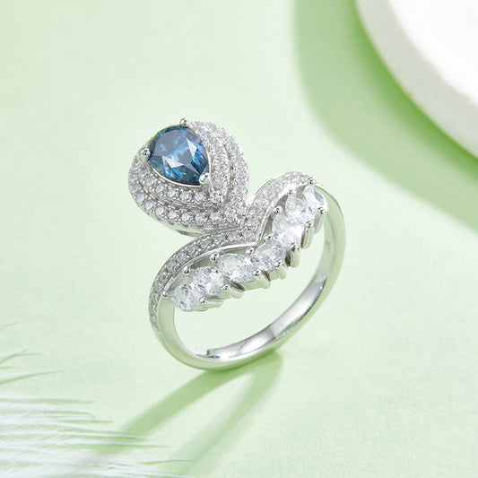 High-end Colorful Moissanite Ring s925Sterling Silver Gold Plated1Carat Moissanite Ring for Women Wholesale