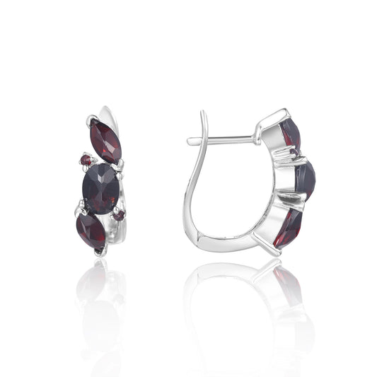 Niche Natural Topaz Earrings Multiple Gemstone Silver Ear Jewelry s925Sterling Silver Black Garnet Stud Earrings Early Spring Accessories