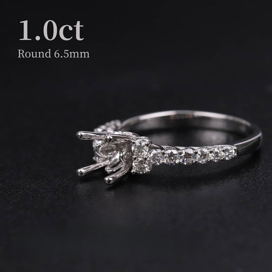 Classic Retro Elegance1Carat Micro Pave Ring Setting Full Body9/10/14/18k White Gold Diamond Ring Setting