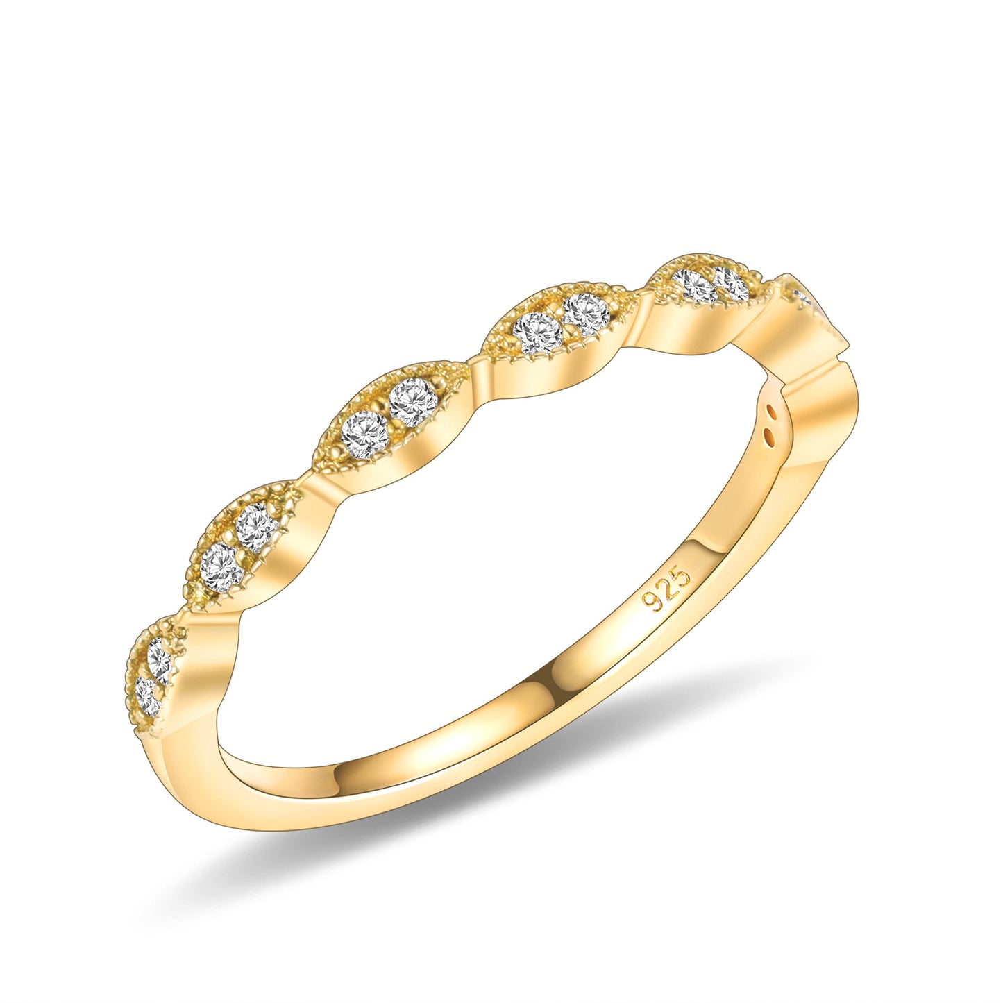 Hot-selling Simple and Exquisite s925Silver Inlaid Moissanite Ring Rose Gold Yellow Gold Color Stacking Wedding Ring